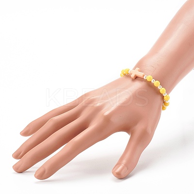 Opaque Acrylic Stretch Beaded Bracelets for Kids X-BJEW-JB06230-1