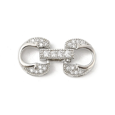 Brass Micro Pave Clear Cubic Zirconia Fold Over Clasps KK-U059-14P-1