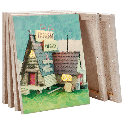 6Pcs Rectangle Wood Painting Linen Panels AJEW-WA0001-08-1