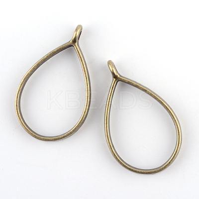Rack Plating Alloy Teardrop Open Back Bezel Pendants PALLOY-S047-29F-FF-1