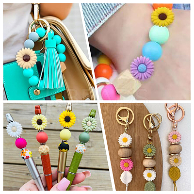 16Pcs 8 Colors Food Grade Eco-Friendly Silicone Focal Beads SIL-SC0001-60-1