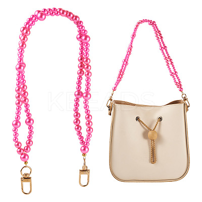ABS Plastic Imitation Pearl Bead Chains Bag Extender Chains HJEW-TAC0090-1