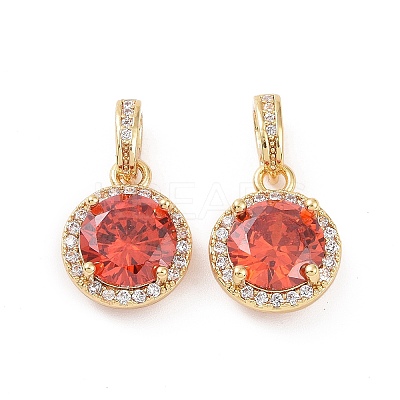Real 18K Gold Plated Brass Micro Pave Clear Cubic Zirconia Pendants KK-E068-VC437-1