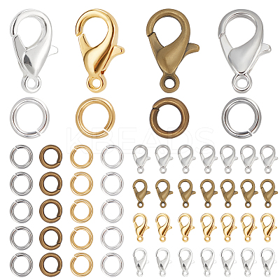 400Pcs 4 Colors Zinc Alloy Lobster Claw Clasps FIND-SP0001-31-1