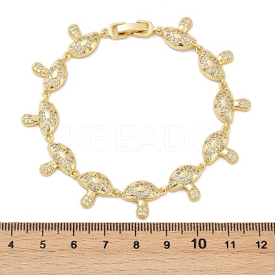 Mushroom Brass Micro Pave Clear Cubic Zirconia Link Bracelets for Women BJEW-Z126-04G-1