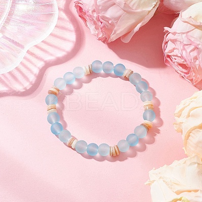Bohemia Style Glass & Natural Freshwater Shell Beads Stretch Bracelets for Women BJEW-JB11865-01-1