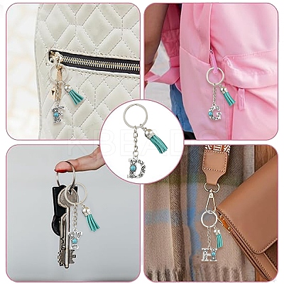 Alloy with Resin Imitation Synthetic Turquoise Keychain KEYC-YW00087-01-1