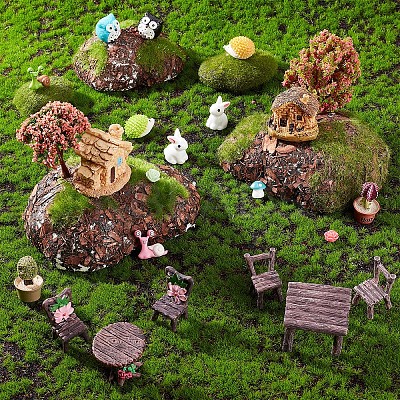 Resin Succulent Micro Landscape Dollhouse Ornaments DJEW-GF0001-58-1