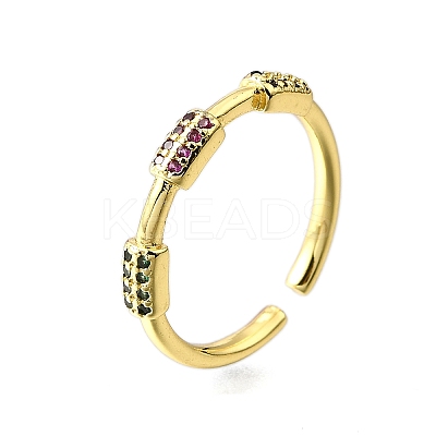 Brass Micro Pave Cubic Zirconia Cuff Rings for Women RJEW-H247-08G-1