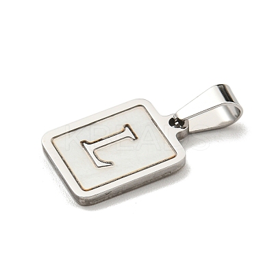 304 Stainless Steel Pave Natural White Shell Pendants STAS-S130-03P-L-1