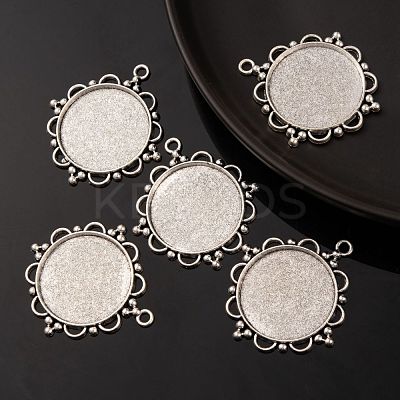 Tibetan Style Alloy Pendant Cabochon Settings X-TIBEP-N003-55AS-1