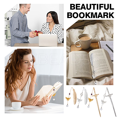 4Pcs Alloy Bookmarks AJEW-OC00037-1