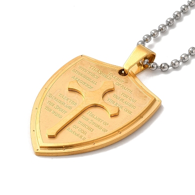 Cross Religion Tag 201 Stainless Steel Pendant Necklace with Iron Box Chains LS-NJEW-D048-05GP-1