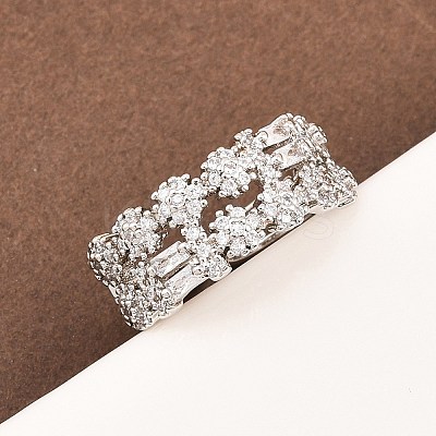 Brass Micro Pave Cubic Zirconia Cuff Rings for Women RJEW-Z113-50P-1