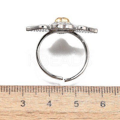 Gothic Style Brass Micro Pave Clear Cubic Zirconia Cuff Rings for Women RJEW-U051-02B-GP-1