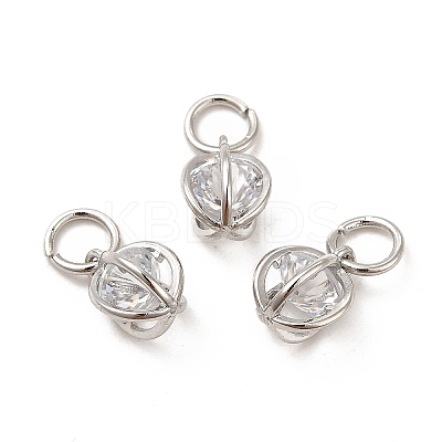Rack Plating Brass Clear Cubic Zirconia Pendants KK-E081-09P-1