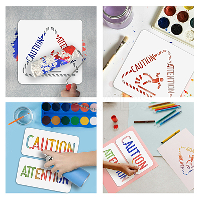 Caution Attention PET Out Drawing Painting Stencils Sets DIY-WH0416-0041-1