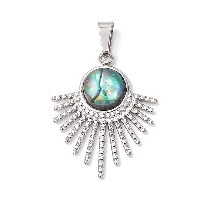 Natural Paua Shell Pendants PALLOY-JF05227-02-1