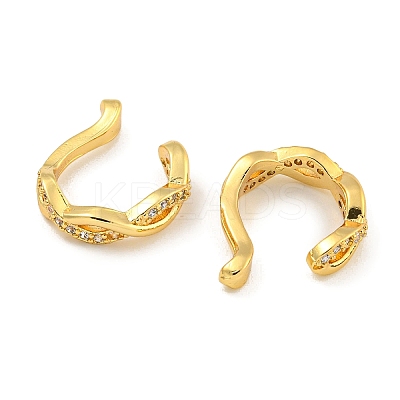 Brass Micro Pave Cubic Zirconia Cuff Earrings EJEW-C104-093G-1