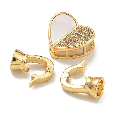 Brass Micro Pave Clear Cubic Zirconia Fold Over Clasps KK-U037-42G-01-1