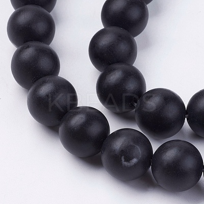 Natural Black Stone Bead Strands G-R193-01-12mm-1