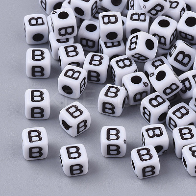 White Opaque Acrylic Beads X-MACR-R869-02B-1