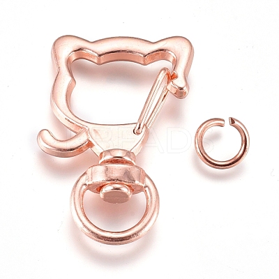 Alloy Swivel Keychain Clasp Findings KEYC-WH0016-37RG-1