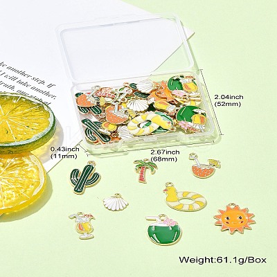 40Pcs 8 Styles Alloy Enamel Pendants ENAM-CJ0006-10-1