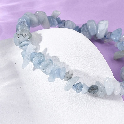 Natural Aquamarine Chip Beaded Stretch Bracelets for Women Men LS-BJEW-K277-01-1
