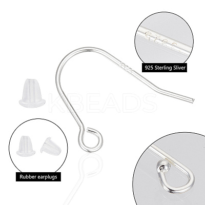 6 Pairs 3 Style 925 Sterling Silver Earring Hooks FIND-GO0001-70-1