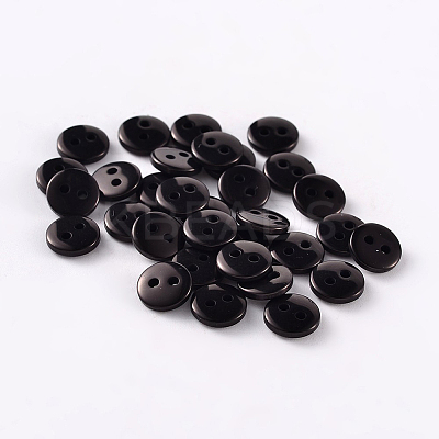 2-Hole Flat Round Resin Sewing Buttons for Costume Design BUTT-E119-28L-13-1