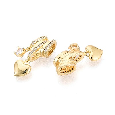 Brass Micro Pave Clear Cubic Zirconia Pendants KK-T075-88G-1