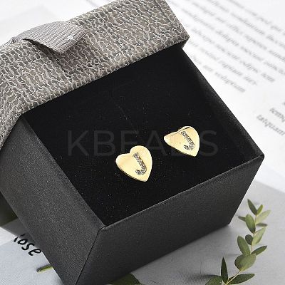Rack Plating Brass Micro Pave Clear Cubic Zirconia Stud Earrings EJEW-K299-01G-J-1