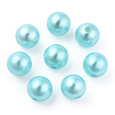 Spray Painted ABS Plastic Imitation Pearl Beads OACR-T015-05C-08-1