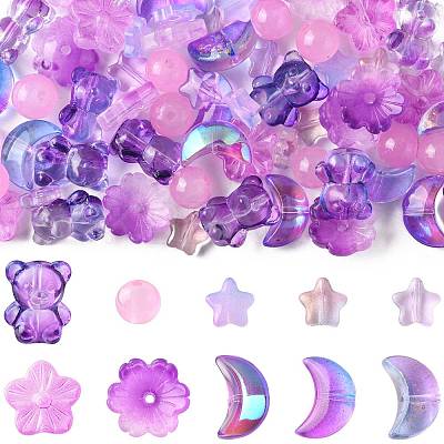 126Pcs 8 Styles Electroplate Transparent Glass Bead GLAA-FS0002-50-1