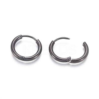 304 Stainless Steel Huggie Hoop Earrings LS-EJEW-F111B-17mm-B-1