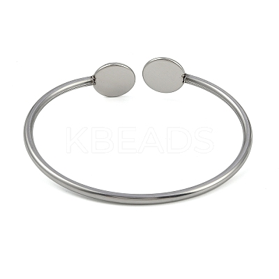 304 Stainless Steel Blank Bangle Bases with Flat Round Tray STAS-Z088-01P-04-1