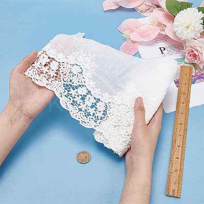 Cotton Lace Embroidery Flower Fabric DIY-BC0006-75B-1