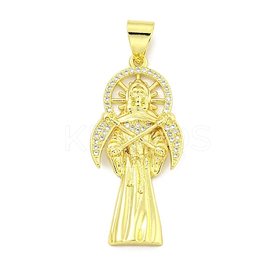 Rack Plating Brass Micro Pave Clear Cubic Zirconia Pendants KK-B091-30G-05-1