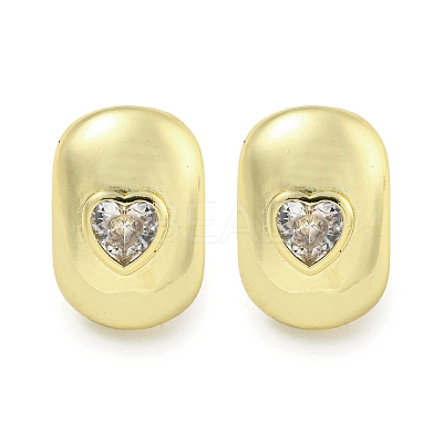 Brass Micro Pave Cubic Zirconia Stud Earrings for Women EJEW-E312-01C-G-1