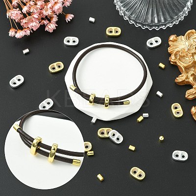 DIY Brass Cord Ends & Silicone Slide Charms Findings Kits KK-CJ0003-51-1