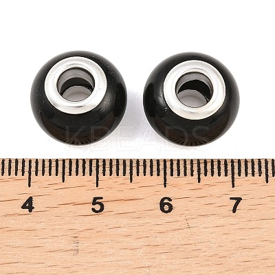 Spray Painted Glass European Beads X-GPDL-R001-11S-1