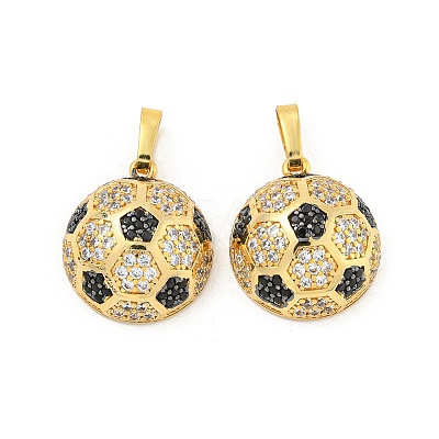 Rack Plating Brass Micro Pave Cubic Zirconia Pendants KK-P277-05G-1