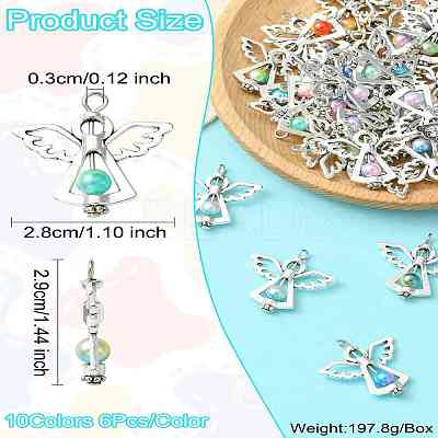 60Pcs 10 Colors Acrylic Pendants PALLOY-CJ00098-1