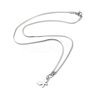 Non-Tarnish Butterfly Pendant Necklaces NJEW-Q335-04A-P-1
