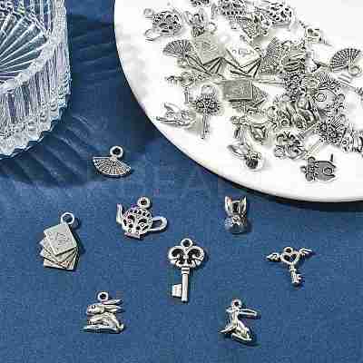 40Pcs 10 Styles Tibetan Style Zinc Alloy Bunny Pendants TIBEP-FS0001-48-1