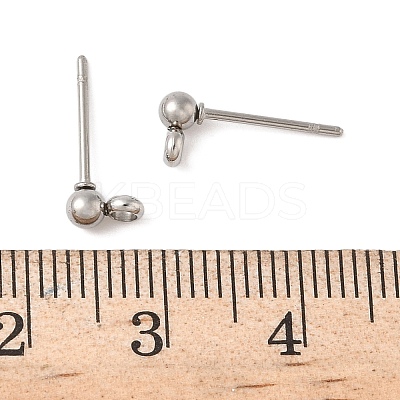 304 Stainless Steel Ball Post Stud Earring Findings STAS-Z035-01P-G-1