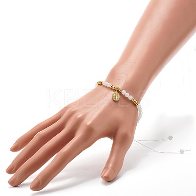 Round Natural White Jade Braided Bead Bracelet for Girl Women BJEW-JB06864-03-1