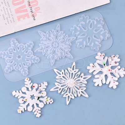 Christmas DIY Snowflake Silicone Pendant Molds X-DIY-P006-31-1