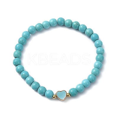 Natural & Synthetic Gemstone Round Beaded Stretch Bracelets BJEW-JB09881-1